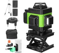 Laser à lignes croisées avec trépied Hancaner 16 Laser à niveau IP54 Niveau à bulle à lignes croisées 360° Auto-nivellement + trépied 1,5 m + 2 batteries 2400 mAh* pour la pose de carrelage