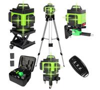 Laser en croix avec trépied, laser 4D multifonction avec 16 lignes, machine auto-nivelante, niveau de batterie au lithium avec 2 piles rechargeables par USB, 2 piles de 2400 mAh