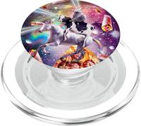 Laser Eyes Space Cat on Cow Licorne - Arc-en-Ciel PopSockets PopGrip pour MagSafe