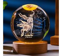 Laser Gravé Signe du Zodiaque Cristal Balle Miniature 3D Cristal Artisanat Décoration en Verre Sphère Décoration de La Maison Accessoires Cadeau (Sagittarius, 2.36 inches)