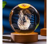 Laser Gravé Signe du Zodiaque Cristal Balle Miniature 3D Cristal Artisanat Décoration en Verre Sphère Décoration de La Maison Accessoires Cadeau (Gemini, 2.36 inches)