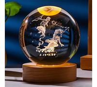Laser Gravé Signe du Zodiaque Cristal Balle Miniature 3D Cristal Artisanat Décoration en Verre Sphère Décoration de La Maison Accessoires Cadeau (Pisces, 3.15 inches)