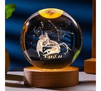Laser Gravé Signe du Zodiaque Cristal Balle Miniature 3D Cristal Artisanat Décoration en Verre Sphère Décoration de La Maison Accessoires Cadeau (Cancer, 2.36 inches)