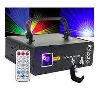 Laser - Ibiza Light SCAN1100RGB - 5 ou 34 canaux DMX - 1100mW, Effets animation, tunnels, plafonds - Crochet fixation, Classe 3B
