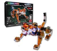 LASER PEGS, Tigre Rouge - 4 en 1-216 pcs, Construction, Brique Lumineuse, Jouet pour Enfants dès 8 Ans, LAU04