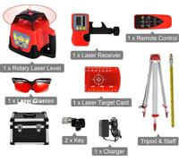 Laser rotatif, balayage à 360 degrés, autonivelant, kit de faisceau rouge Set 2