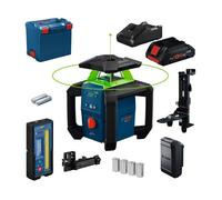 Laser rotatif BOSCH Professional GRL 18V-4-34 CVG - Vert H+V 400 m - Support mural WM 5 batterie et chargeur