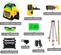 Laser rotatif VEVOR 360, plage de mesure 500 m, fonction d'autocalage, jeu de faisceaux verts 1