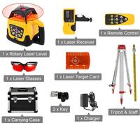 Laser rotatif VEVOR 360, plage de mesure 500 m, fonction d'autonivellement, jeu de faisceaux jaunes 1