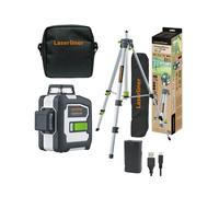 Laserliner CompactPlane-Laser 3G Set 150 - Kit Laser À Lignes Croisées Avec Trépied Dans Un Sac - 3 Lignes - Vert - 30 M