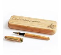 LASERO'’ Stylo Plume en Bois Personnalisé avec Nom - Cadeau Personnalisé pour Homme ou Femme avec Boîte en Bois Personnalisable et Dédicace | Impression UV Durable, Stylo de Luxe Rechargeable