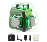 LasGoo Niveau Laser 3x360° Auto-nivelant, Laser à Lignes Croisées Vertes pour la Construction et l'Accrochage de Photos, Batterie Rechargeable, Télécommande, Support Rotatif Magnétique Inclus - LG-3Dx