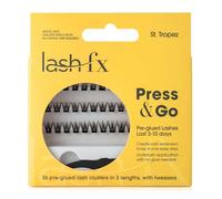 Lash FX Press & Go Cils pré-collés St Tropez : longs et volumineux, avec une bande noire pour un look ultime des cils. 36 grappes en 3 longueurs avec pince à épiler