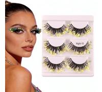 Lash Strips 3 Pair - Glitter Curled Eye Makeup, False Lashes Party Accessory, Women Girlfriend Wife Cosmetic Tool, Stage Performance for Club Supplies, Beauty Makeup Accessories Category for Night Out