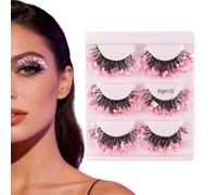 Lash Strips 3 Pair - Glitter Curled Eye Makeup, False Lashes Party Accessory, Women Girlfriend Wife Cosmetic Tool, Stage Performance for Club Supplies, Beauty Makeup Accessories Category for Night Out