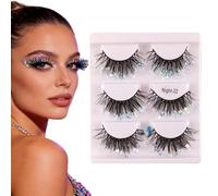 Lash Strips | 3 Pair Voluminous Eye Make Up Supplies,Glitter Eyelashes - Women Girls Girlfriend Her Wife Stage Carnival Party Festival Performance