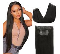 Lashey Extensions de Cheveux 150g 9 Pièces Noir Naturel Raides Extension à Clip Sans Couture 55cm 22 Pouces Extensions Cheveux Naturels à Clips avec Pour Femmes