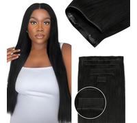 Lashey InvisiEdge Extension Cheveux Naturel Clip 45cm 110g 7 Pièces Injected Seamless Clip in Hair Extensions Human Hair #1 Noir de Jais Cheveux Raides Extension à Clip Sans Couture