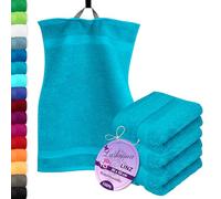 Lashuma 4 Serviette de Bain Bleu Aigue-Marine, Serviettes invités Main Linz, Essuie Main Eponge 30x50 cm