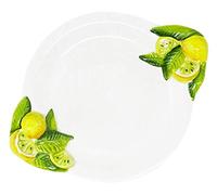 Lashuma Assiette à petit-déjeuner ronde faite à la main en céramique italienne au design citron, assiette plate 27 x 20 cm