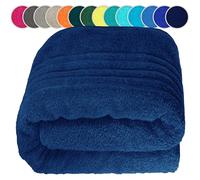 Lashuma Drap de Bain XXL 85x220 cm, Essuie Main éponge Bleu Marine, London Serviette Douce Spa