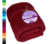 Lashuma Grande Serviette Eponge Linz, Serviette de Bain 100x150 Coton Rouge Rubis, Serviette de Sauna