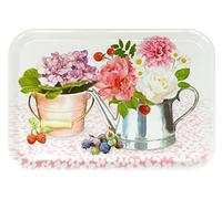 Lashuma Küchentablett Mittel groß, Buntes Getränketablett 38x26 cm, Frühstückstablett Motiv: Pfingstrose