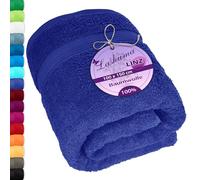 Lashuma Linge de Toilette - série Linz - Serviette de Toilette, Drap de Bain, essuie-Main, 100% Coton, Bleu Roi, 100 x 150 cm