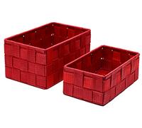 Lashuma Lot de 2 paniers de salle de bain rouges - Dimensions : 19 x 10 x 7 cm et 20 x 13 x 10 cm