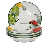 Lashuma Lot de 4 assiettes à soupe en céramique - Motif : légumes - Diamètre : 19 cm