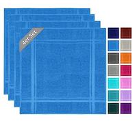 Lashuma Lot de 4 torchons de cuisine en tissu éponge en coton 50 x 50 cm London Bleu Capri