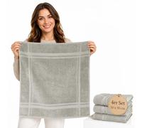 Lashuma Lot de 4 torchons de cuisine éponge 50 x 50 cm, 100 % coton, 450 g/m², gris galet