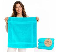 Lashuma Lot de 4 torchons de cuisine éponge 50 x 50 cm, 100 % coton, 450 g/m², turquoise