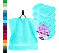 Lashuma Lot de 6 Serviette de Bain série: Linz, Petite Serviette Main 30x30 cm, Essuie Main Turquoise