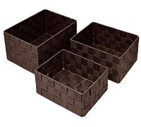Lashuma Paniers de rangement, 3 paniers vides pour salle de bain, dimensions : 24 x 18 x 14 cm, 21 x 16 x 12 cm, 19 x 14 x 10 cm Couleur : marron