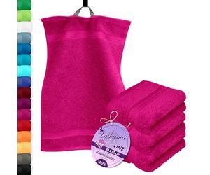 Lashuma Petite Serviette Main 30x50 cm, Serviette invité Coton Linz, Lot de 4 Serviette de Toilette Rose Pourple