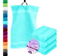 Lashuma Petites Serviettes de Toilette invités, 4 Serviette de Bain 30x50 cm, Drap de Bain Turquoise
