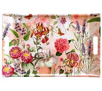 Lashuma Plateau à boissons beige rouge impression : fleurs sauvages, plateau à café avec poignées, dimensions : 54 x 35 cm