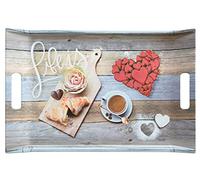 Lashuma Plateau de Service Imprimé Multicolore : Rectangulaire en Mélamine pour Petit-Déjeuner 47 x 31 cm