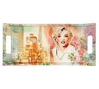 Lashuma Plateau mélaminé coloré avec motif Marilyn, plateau décoratif avec poignées 41 x 19 cm, plateau de service carré