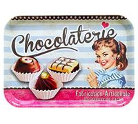 Lashuma Plateau rectangulaire mélaminé Plateau de Service de haute qualité Motif imprimé, Plastique, chocolat, 38 x 26 cm
