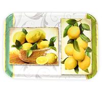Lashuma Plateau rectangulaire mélaminé Plateau de Service de haute qualité Motif imprimé, Plastique, Citron., 38 x 26 cm