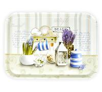 Lashuma Plateau rectangulaire mélaminé Plateau de Service de haute qualité Motif imprimé, Plastique, Oasis de plage, 38 x 26 cm