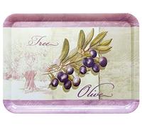 Lashuma Plateau rectangulaire mélaminé Plateau de Service de haute qualité Motif imprimé, Plastique, Olivier, 50 x 37 cm
