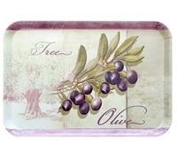 Lashuma Plateau rectangulaire mélaminé Plateau de Service de haute qualité Motif imprimé, Plastique, Olivier, 38 x 26 cm