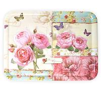 Lashuma Plateau rectangulaire mélaminé Plateau de Service de haute qualité Motif imprimé, Plastique, Rose anglaise., 50 x 37 cm