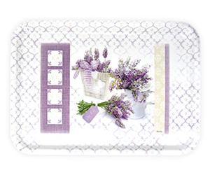 Lashuma Plateau rectangulaire mélaminé Plateau de Service de haute qualité Motif imprimé, Plastique, Rêve de lavande., 45 x 31 cm