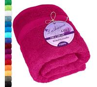 Lashuma Serviette de Bain 100x150 cm, Essuie Main Eponge Coton série: Linz, Drap de Bain Rose Pourple