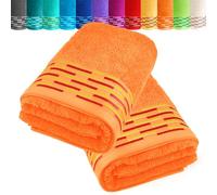 Lashuma Serviette de Douche 70x140 cm, Lugano Drap de Bain Coton - Orange, Drap de Bain 2 Personnes