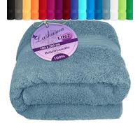 Lashuma Serviette de Plage Eponge XXL, Serviette de Bain 100x200 cm Linz, Essuie Main éponge Bleu Pigeon